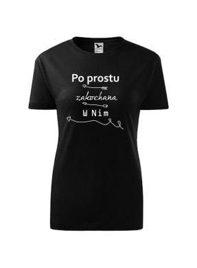 Koszulka damska PO PROSTU ZAKOCHANA W NIM
 Kolor koszulki-Ciemnoszary Rozmiar koszulki-2XL