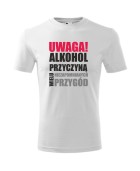 Koszulka męska UWAGA! ALKOHOL PRZYCZYNĄ PRZYGÓD