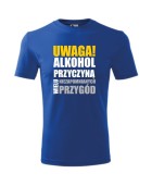 Koszulka męska UWAGA! ALKOHOL PRZYCZYNĄ PRZYGÓD