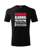 Koszulka męska UWAGA! ALKOHOL PRZYCZYNĄ PRZYGÓD