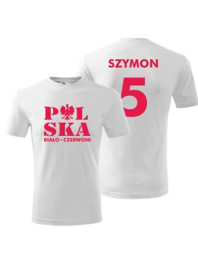 Koszulka męska (przód + tył) POLSKA BIAŁO-CZERWONI