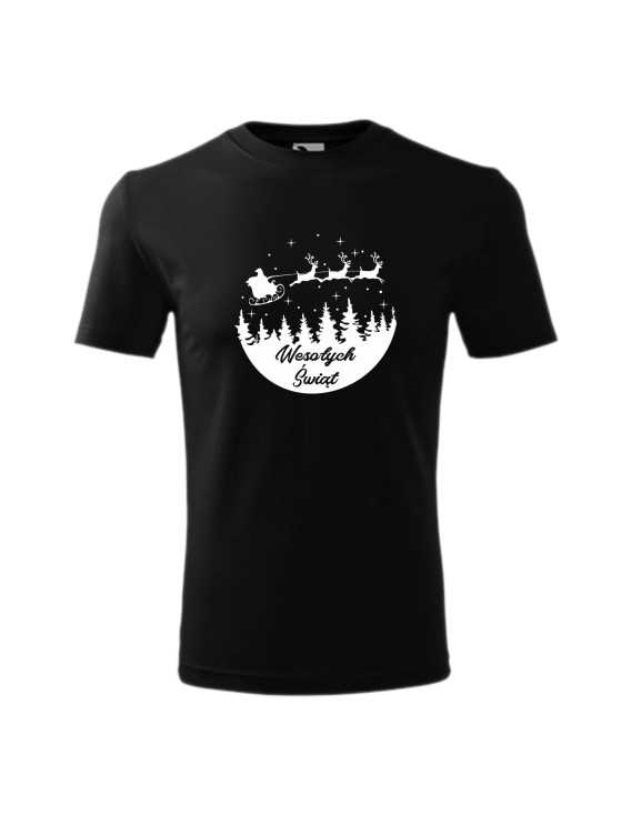 Koszulka męska z nadrukiem MIKOŁAJ W SANIACH