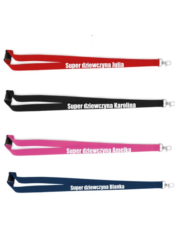 Smycz z nadrukiem SUPER DZIEWCZYNA + IMIĘ