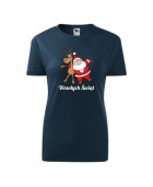 Koszulka damska z nadrukiem WESOŁYCH ŚWIĄT (Renifer i Mikołaj)