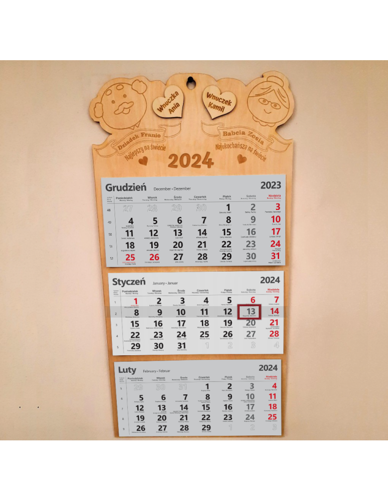 Kalendarz trójdzielny dla BABCI I DZIADKA
