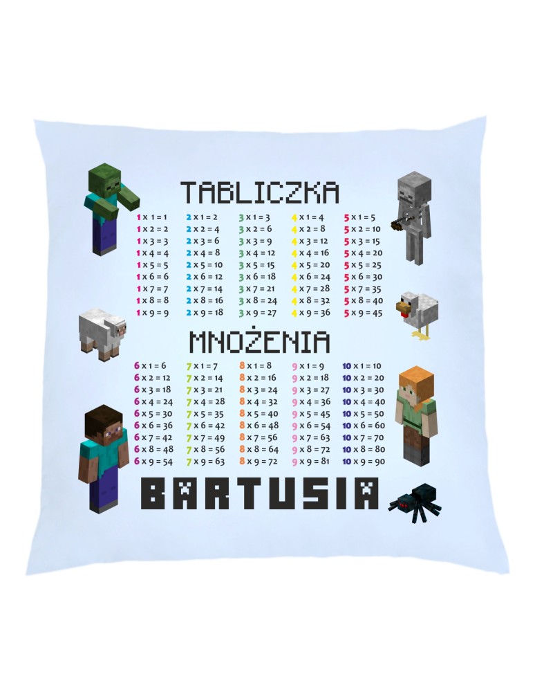 Poduszka TABLICZKA MNOŻENIA (MINECRAFT)