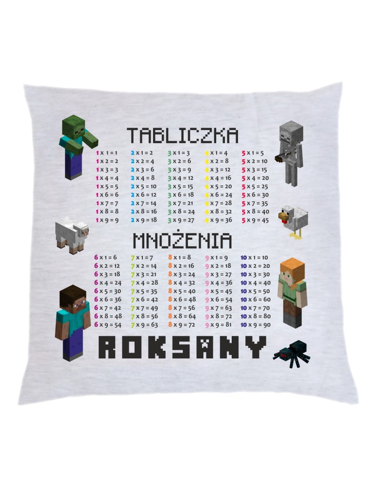 Poduszka TABLICZKA MNOŻENIA (MINECRAFT)