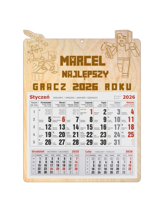 Kalendarz dla najlepszego GRACZA