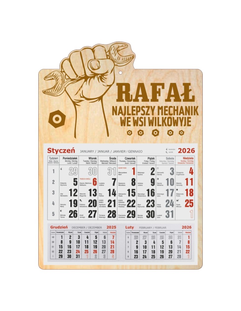 Kalendarz dla najlepszego MECHANIKA