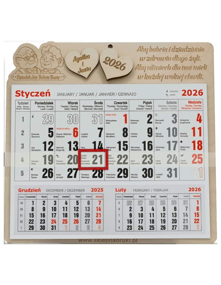 Kalendarz dla BABCI I DZIADKA