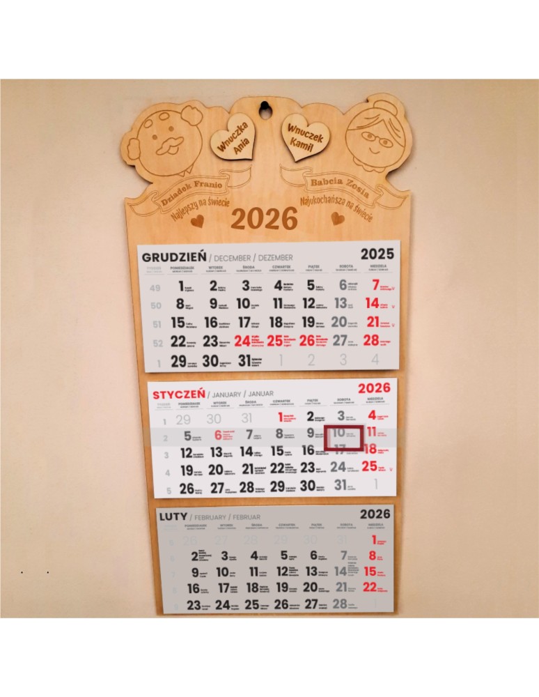 Kalendarz trójdzielny dla BABCI I DZIADKA