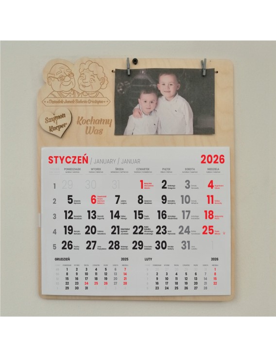 Kalendarz dla BABCI I DZIADKA ZE ZDJĘCIEM