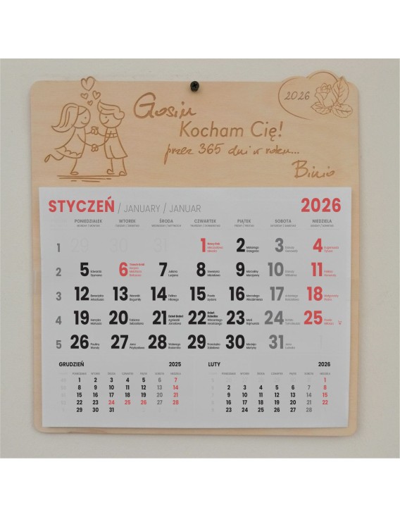 Kalendarz dla par na walentynki